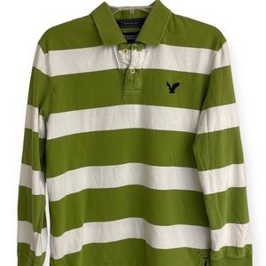 American Eagle Eagle Polo Classic Fit Striped Long Sleeves Mens Size XS